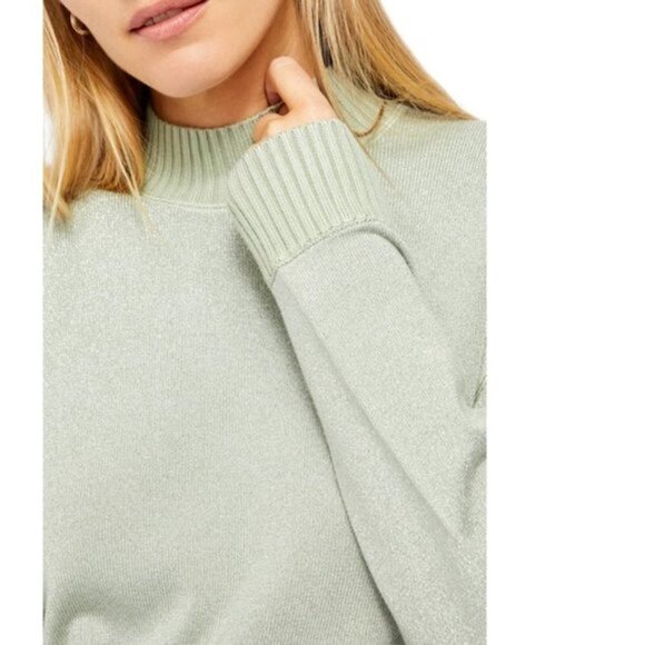 NWT Free People Starry Night Gray Metallic Silver Sparkle Sweater Sz. M - Picture 4 of 6